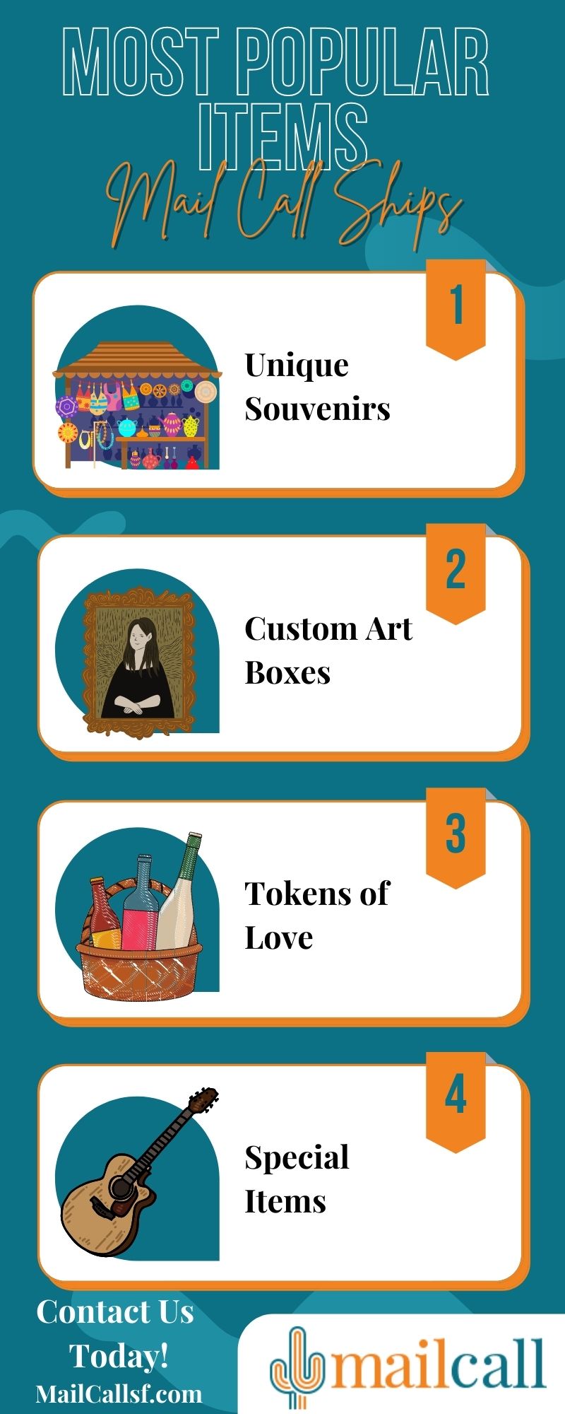 Most Popular Items Mail Call Ships infographic